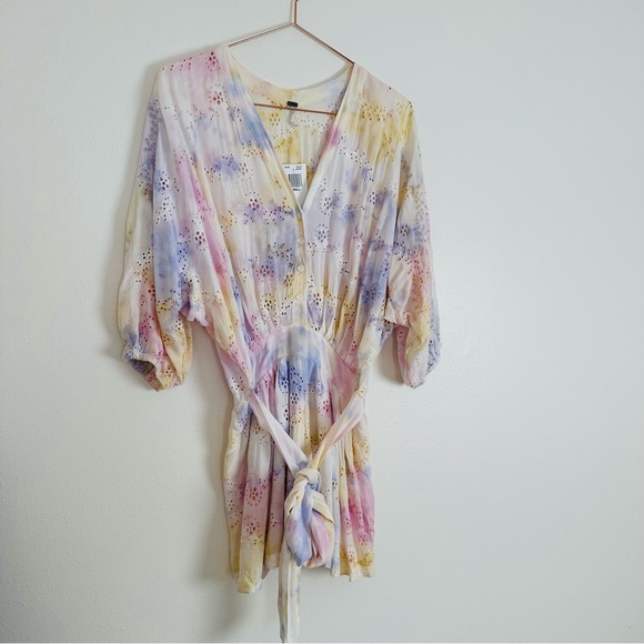 New Young Fabulous & Broke Kyra boho eyelet tie dye violet burst jumpsuit romper - Picture 6 of 9